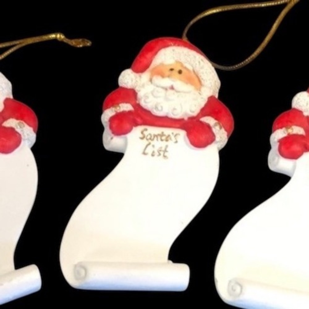 Lot of 10 Santa's‎ List resin Christmas Tree ornaments or great for gift tags